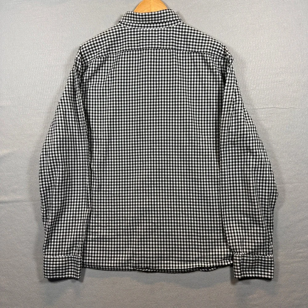 Mens XXL Banana Republic Oxford Untucked Fit Shirt Black White Gingham Check